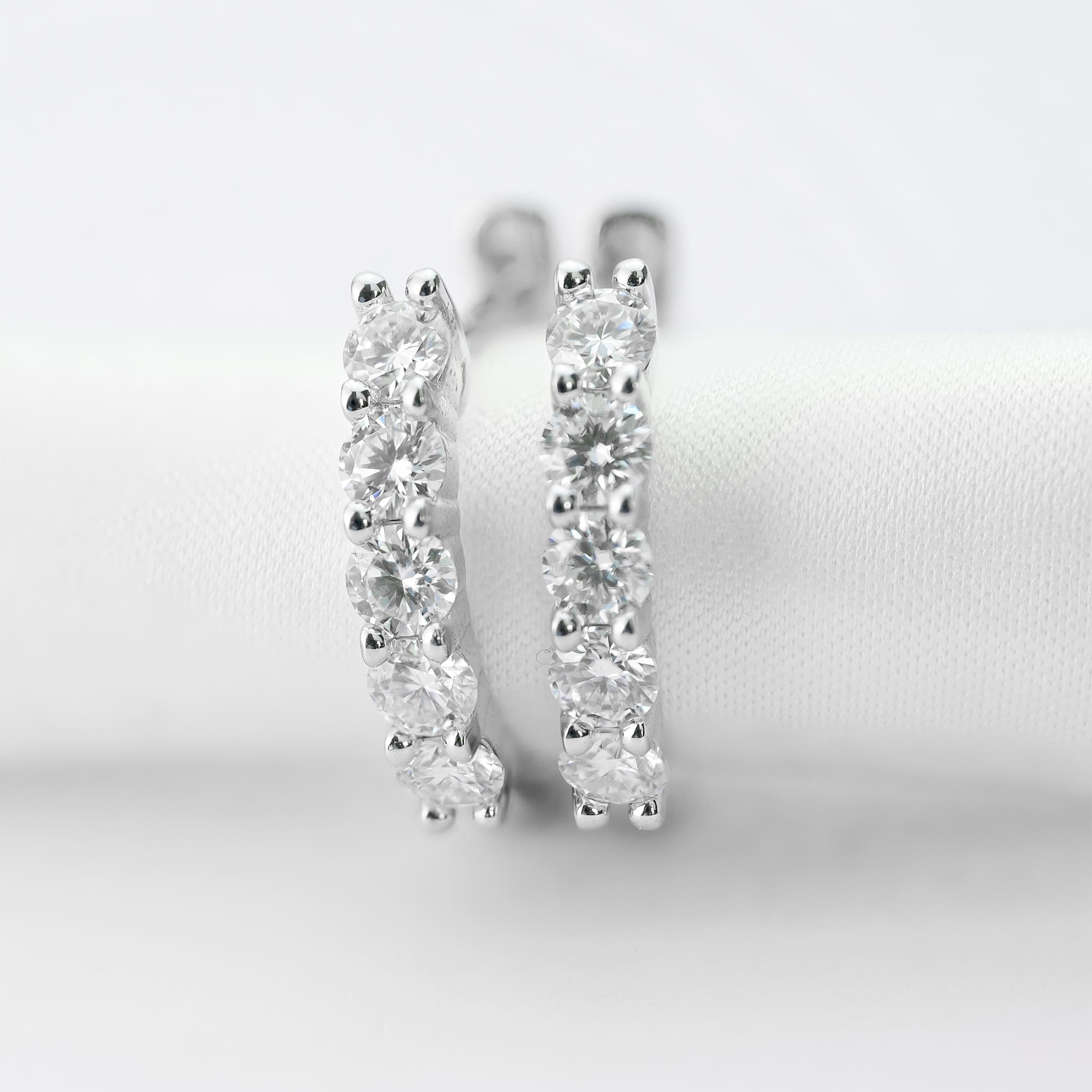 1CTW Bar Set Moissanite Hoop Earrings - 925 Silver Plated with White Gold
