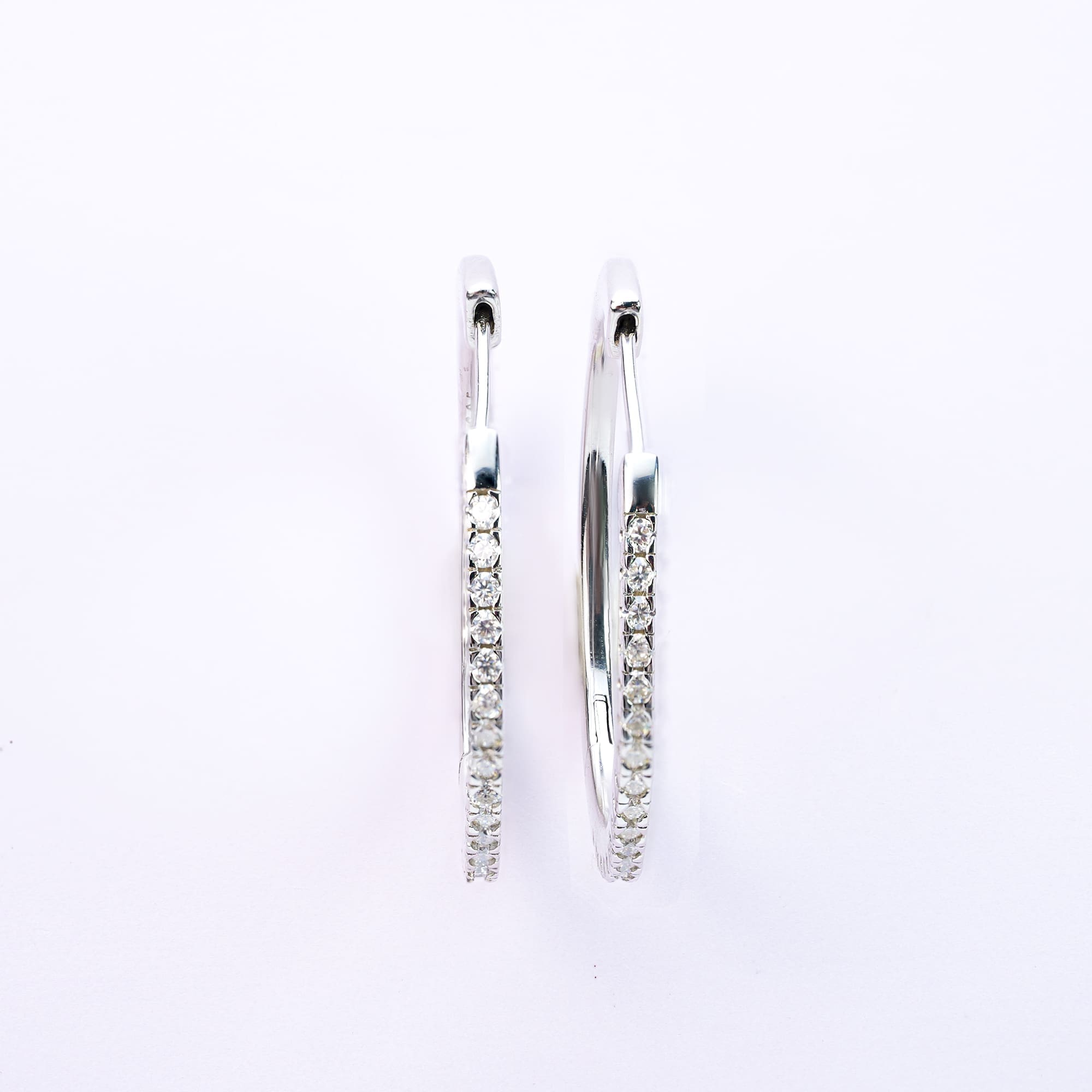 0.54 CTW Moissanite Pavé Set Hoop Earrings in 925 Silver Plated with White Gold