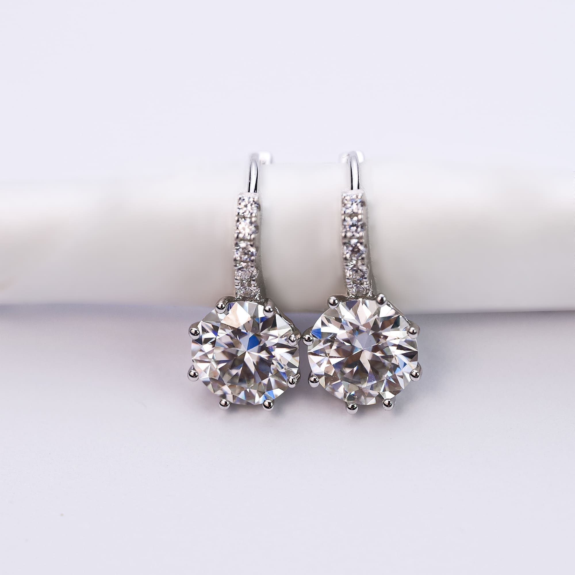 2CT Brilliant Moissanite Drop Earrings in 925 Silver with White Gold Plating