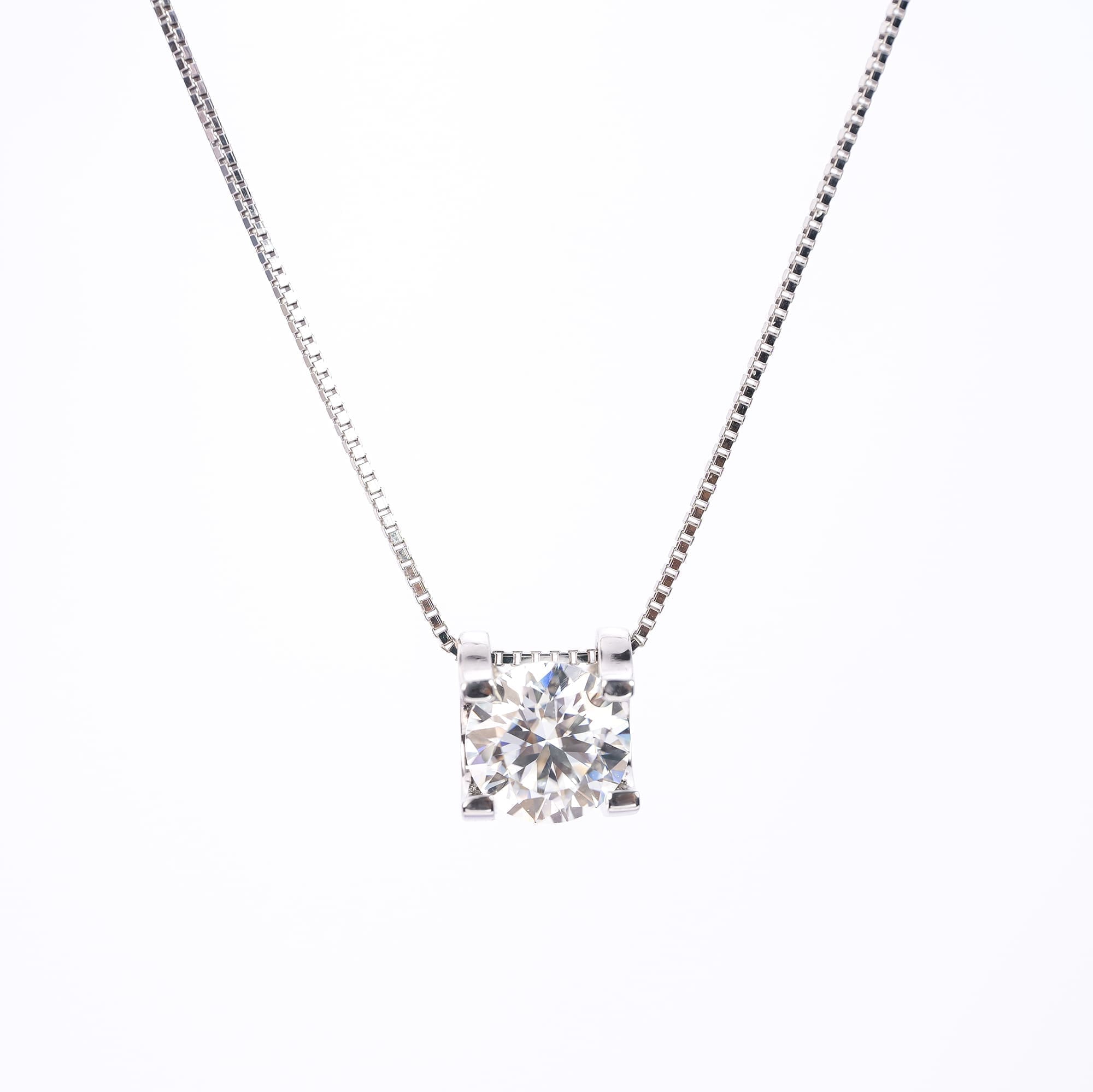 Minimalist 0.50 CT Round Moissanite Pendant Necklace in 925 Silver Plated with White Gold