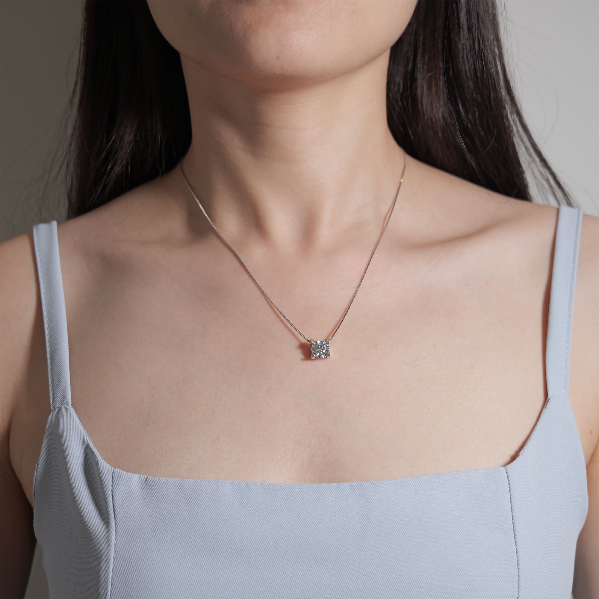 Minimalist 0.50 CT Round Moissanite Pendant Necklace in 925 Silver Plated with White Gold - Image 3