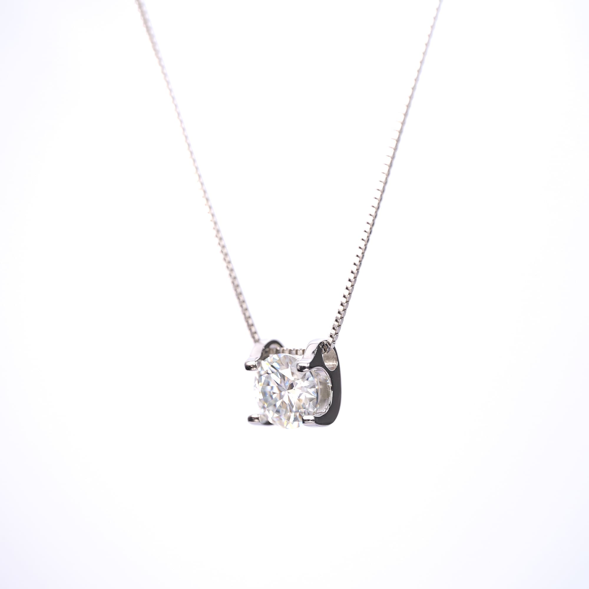 Minimalist 0.50 CT Round Moissanite Pendant Necklace in 925 Silver Plated with White Gold - Image 4