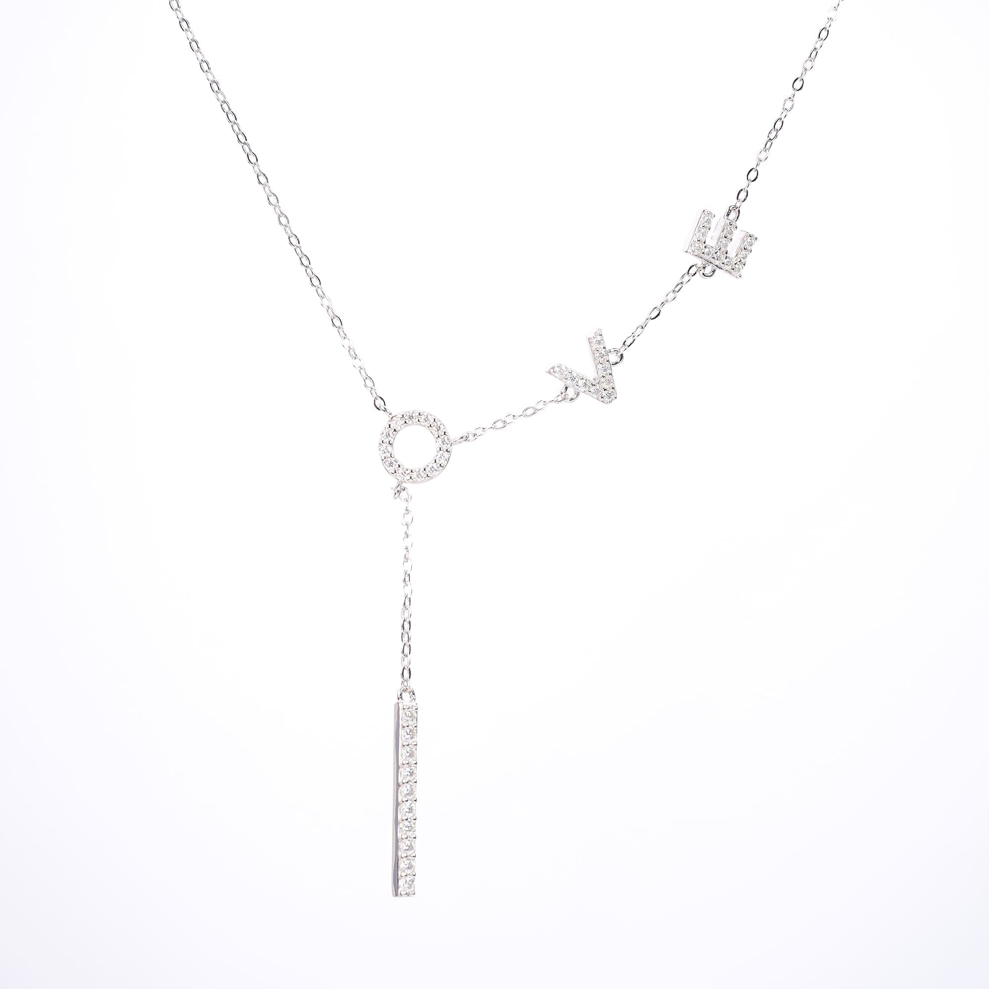 0.52CT LOVE Moissanite Pendant Necklace in 925 Silver, Elegant Channel Setting