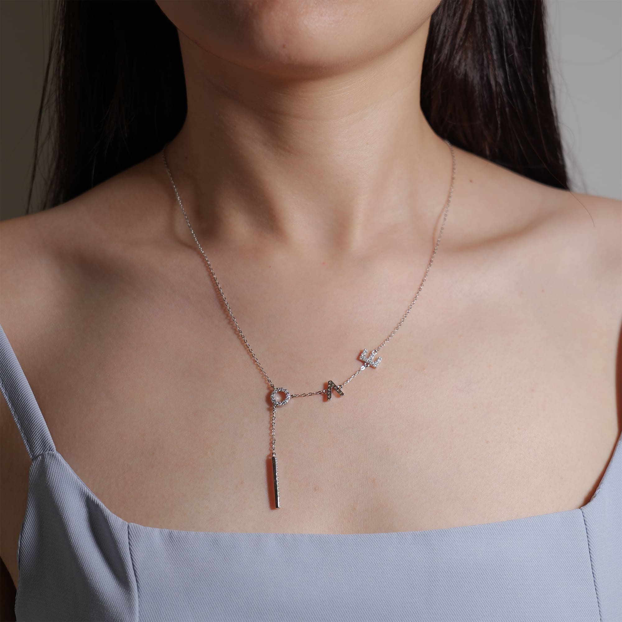 0.52CT LOVE Moissanite Pendant Necklace in 925 Silver, Elegant Channel Setting - Image 3