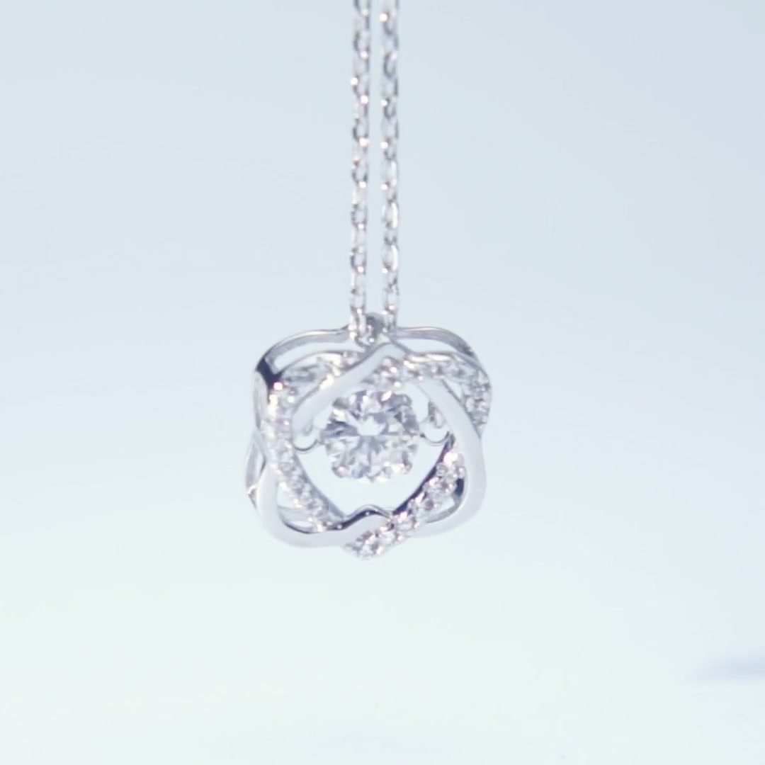 0.5CT Moissanite Double Heart Pendant Necklace in 925 Silver, Prong Setting product video thumbnail