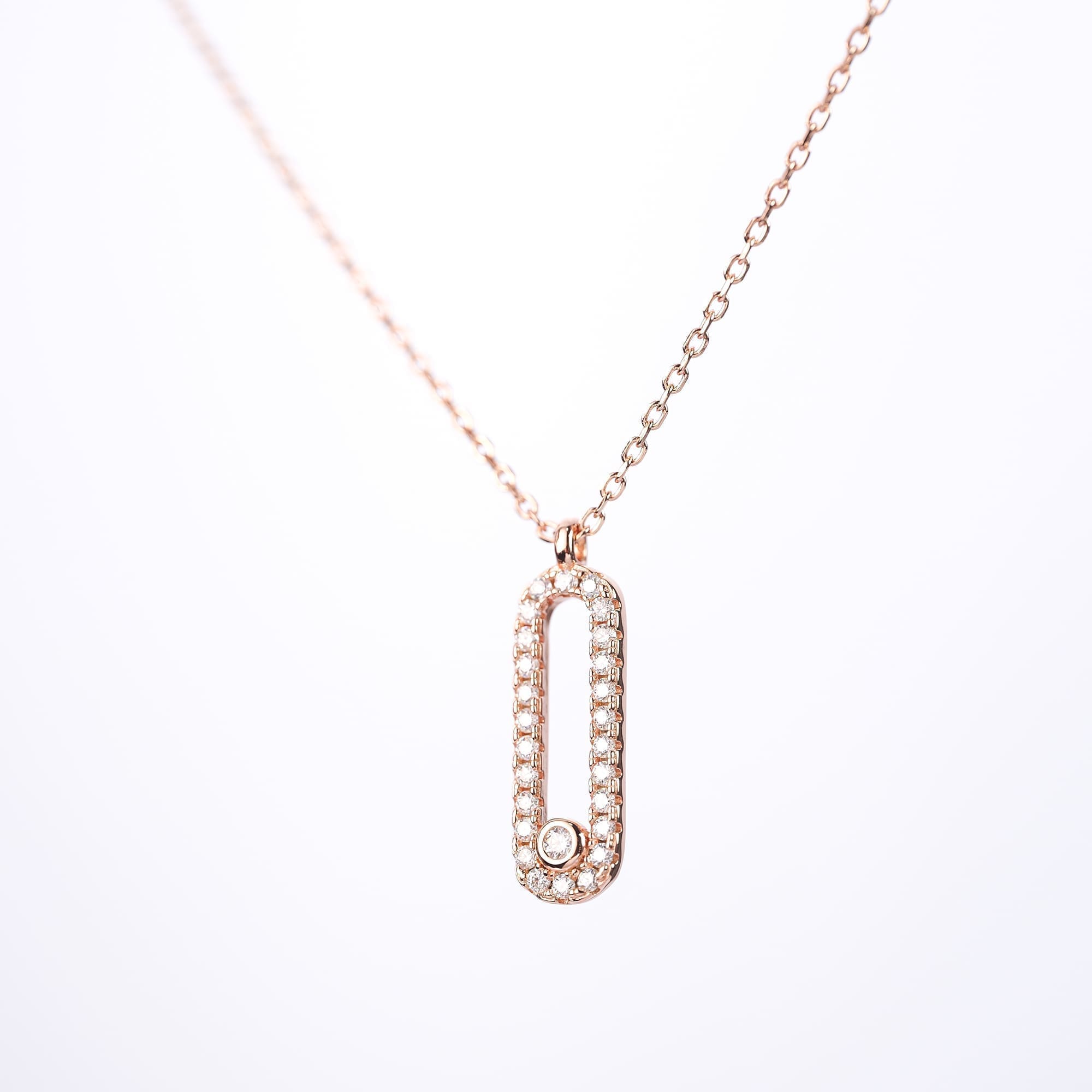 0.28CT Moissanite Pendant, 925 Silver Rose Gold Plated Rectangle Necklace - Image 4