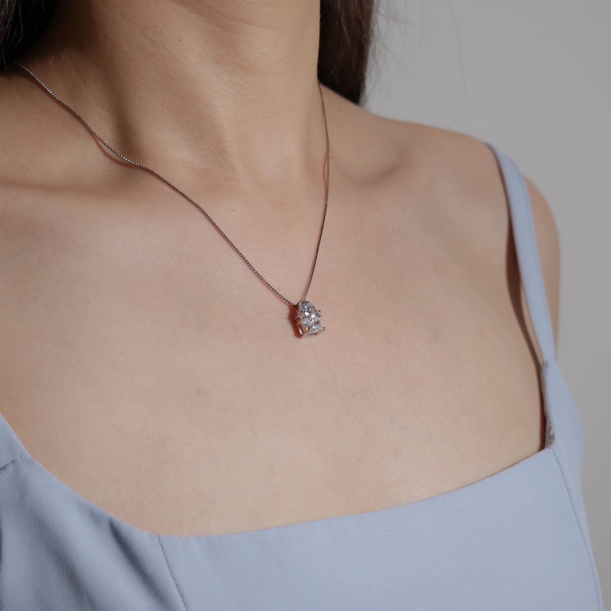 2CT Heart and Radiant Cut Moissanite Pendant, Toi et Moi Necklace - Image 2