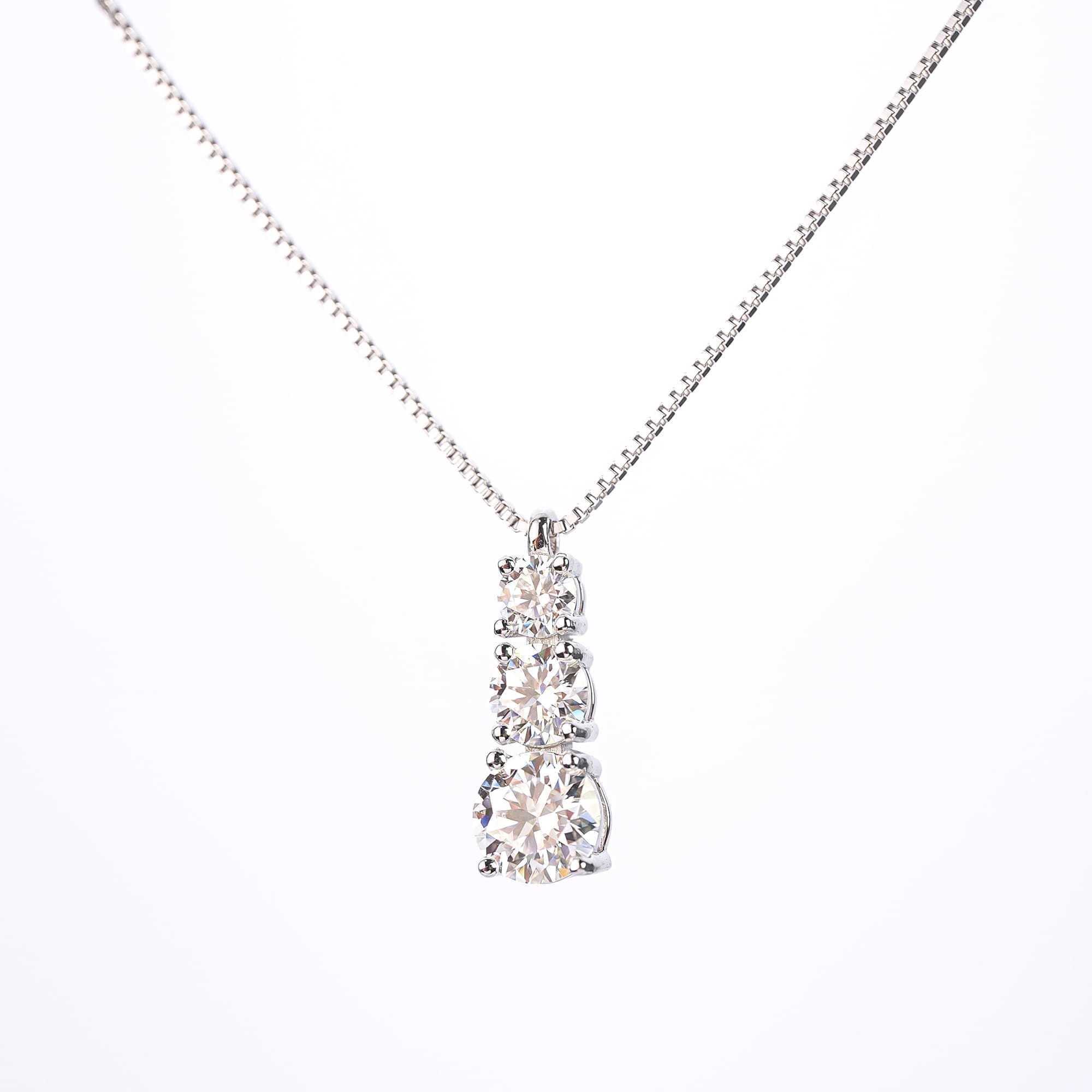 Three-Stone Moissanite Pendant in 925 Sterling Silver, 1.8CTW