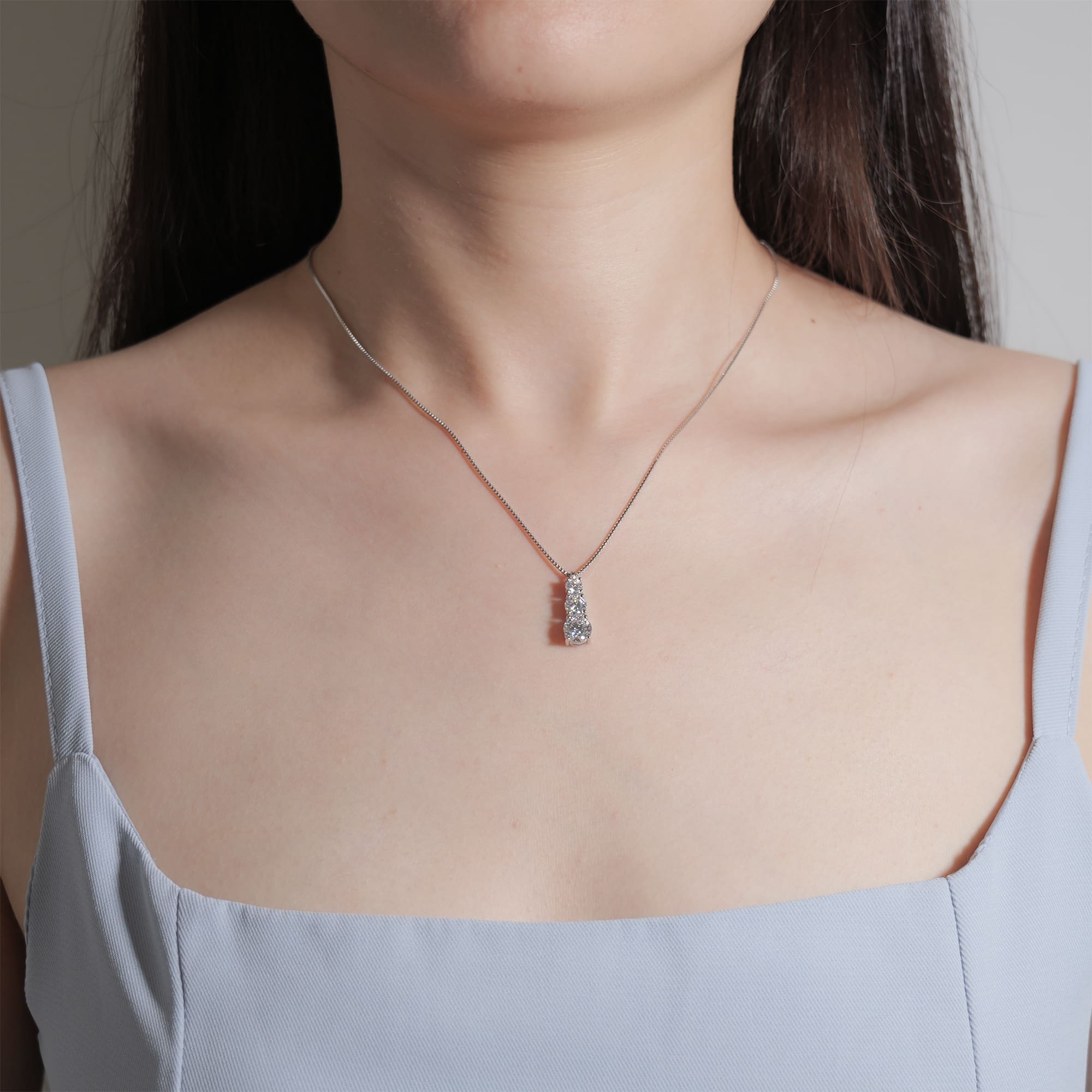 Three-Stone Moissanite Pendant in 925 Sterling Silver, 1.8CTW - Image 2