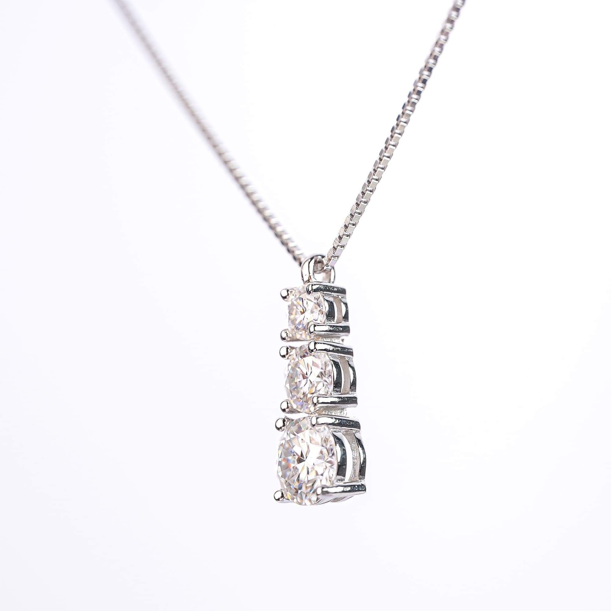 Three-Stone Moissanite Pendant in 925 Sterling Silver, 1.8CTW - Image 4