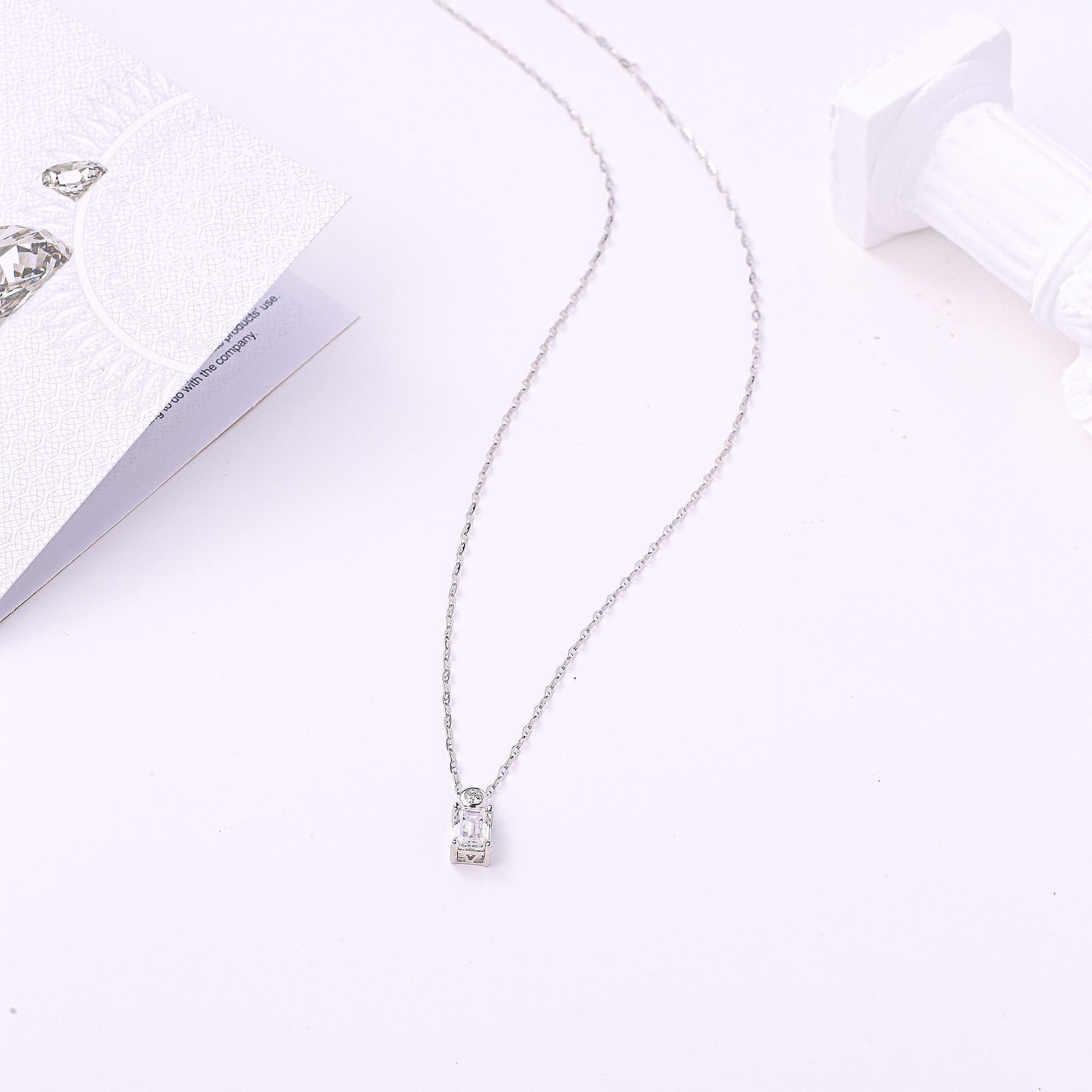 Moissanite Emerald Cut Pendant Necklace - 1 Carat Sparkile Elegance in 925 Sterling Silver - Image 6