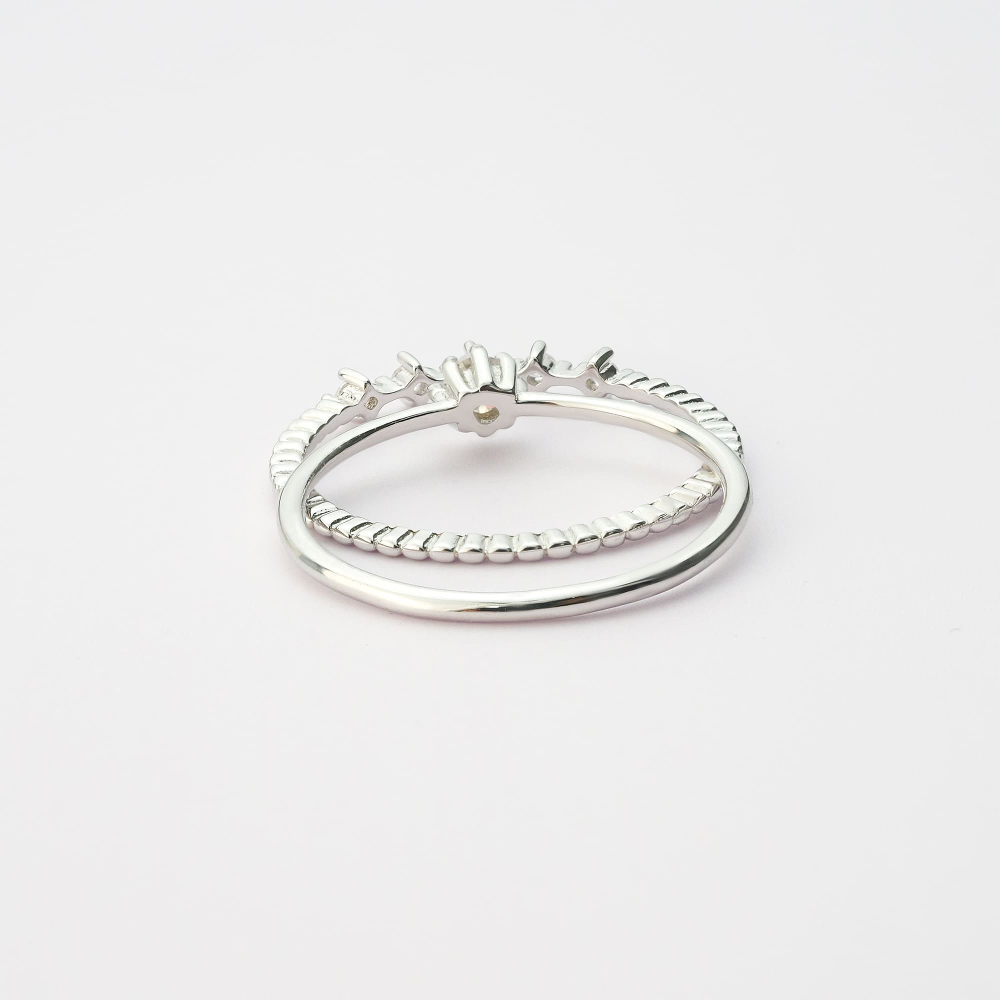 2-Piece 925 Silver White Gold-Plated Moissanite Stackable Ring Set - Image 6