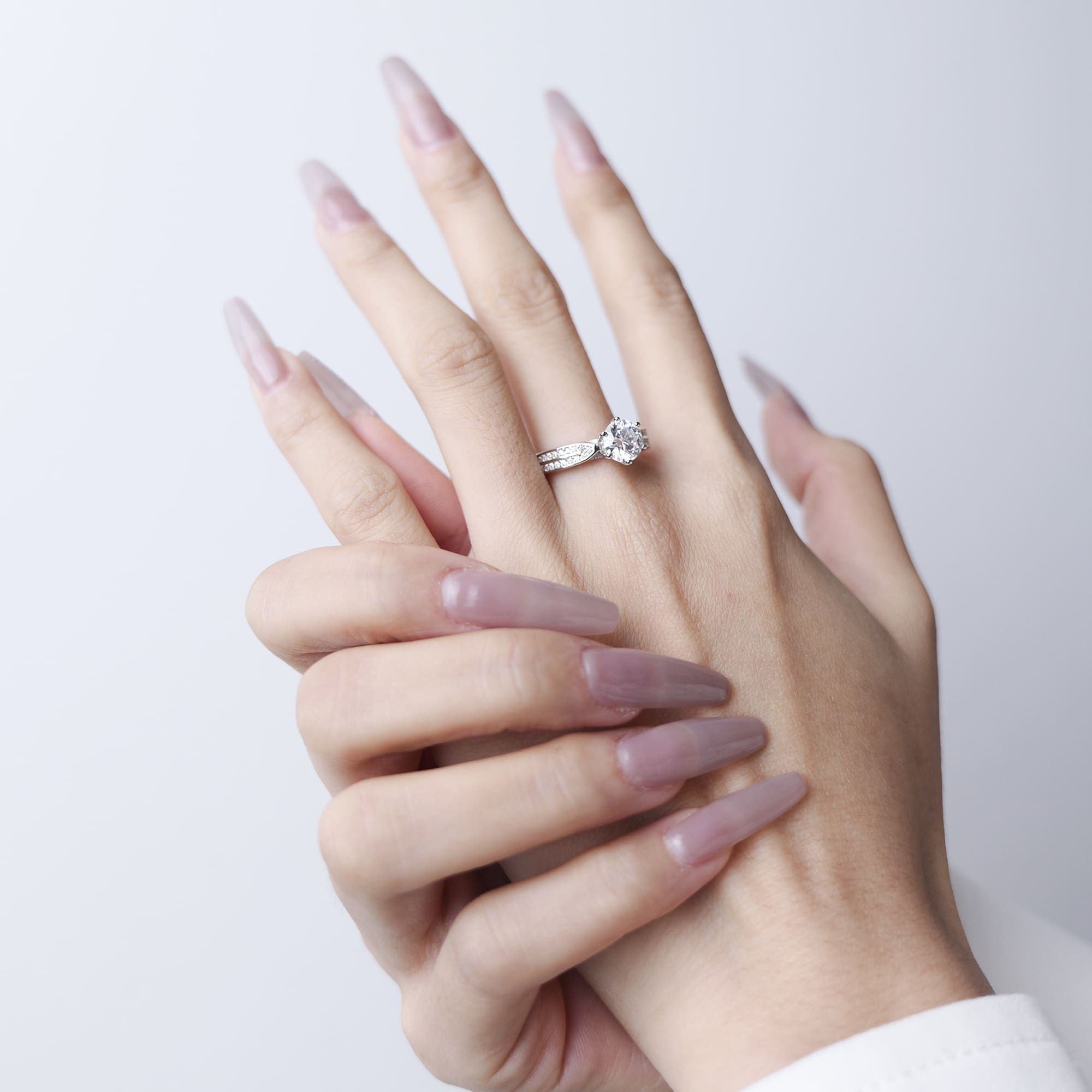 Exquisite Silver Plated White Gold Moissanite Solitaire Ring - A Classic & Brilliant Symbol of Promises - alternate view