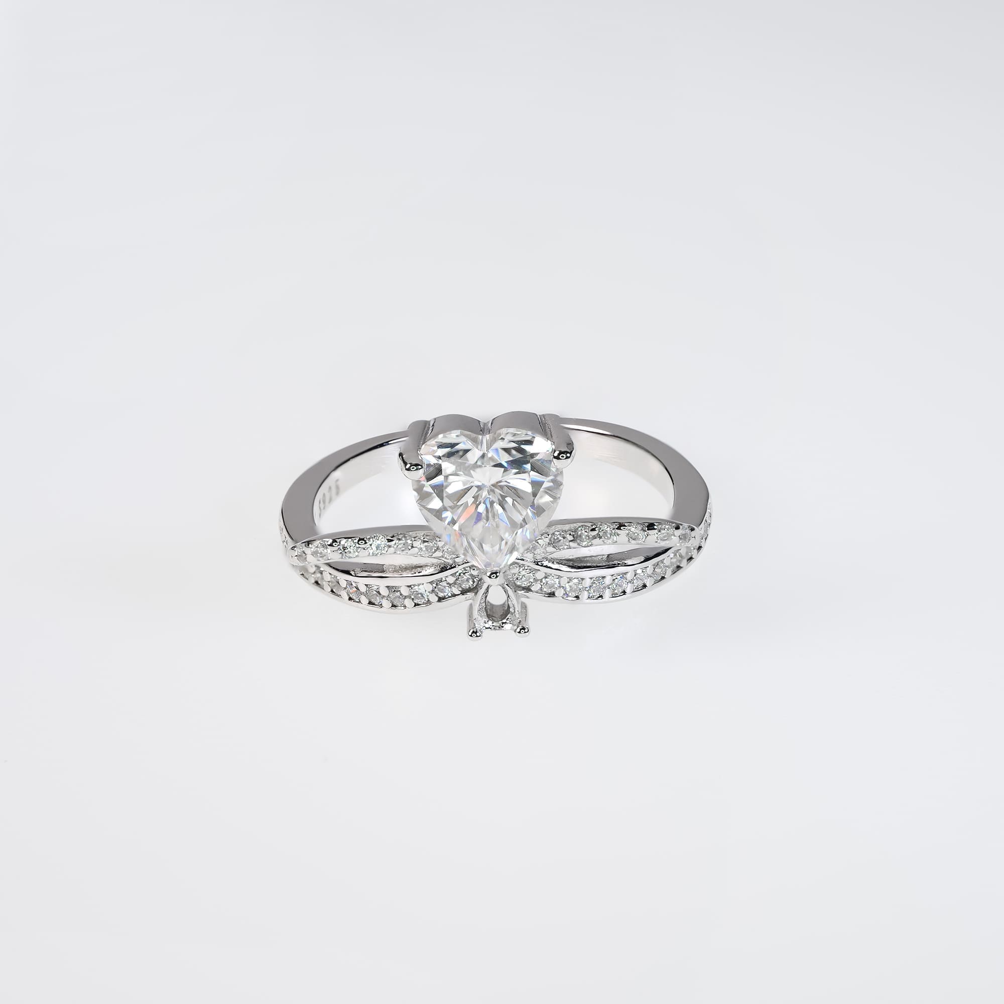 Stunning 1CT Heart-Cut Moissanite Statement Ring, Infinity Design 925 White Gold Plated