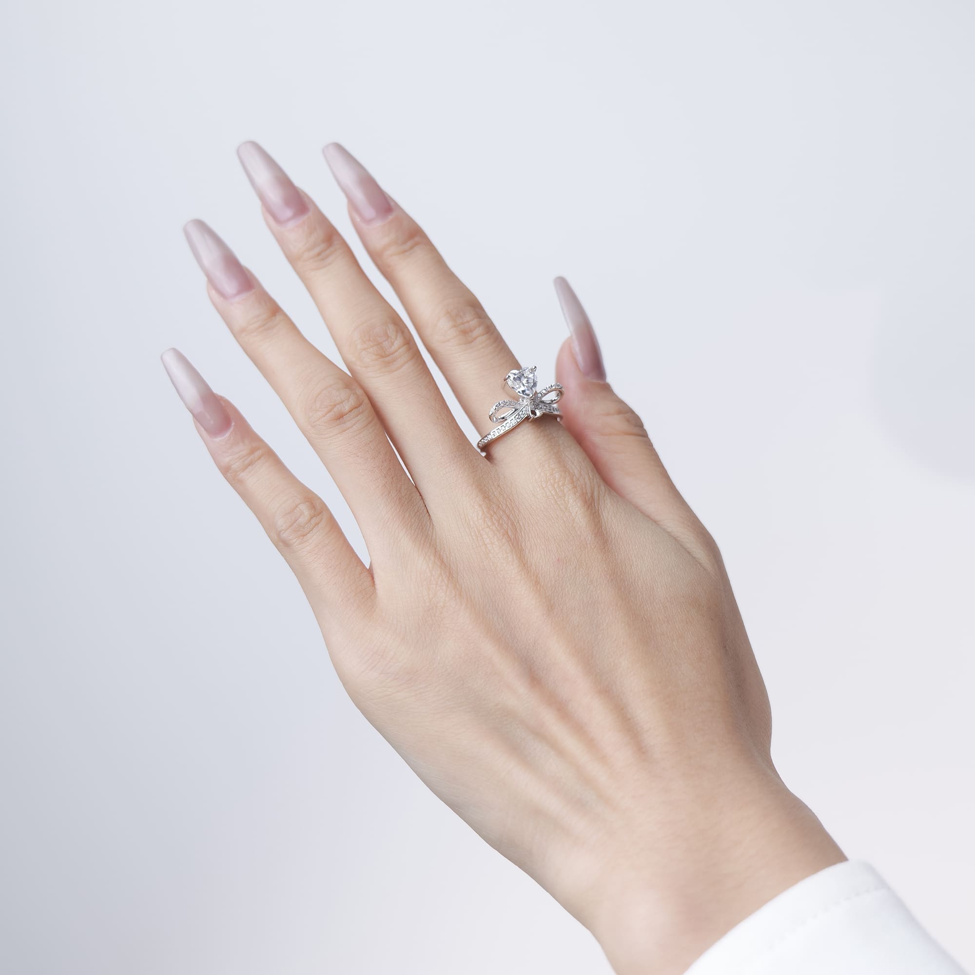 Stunning 1CT Heart-Cut Moissanite Statement Ring, Infinity Design 925 White Gold Plated - Image 3