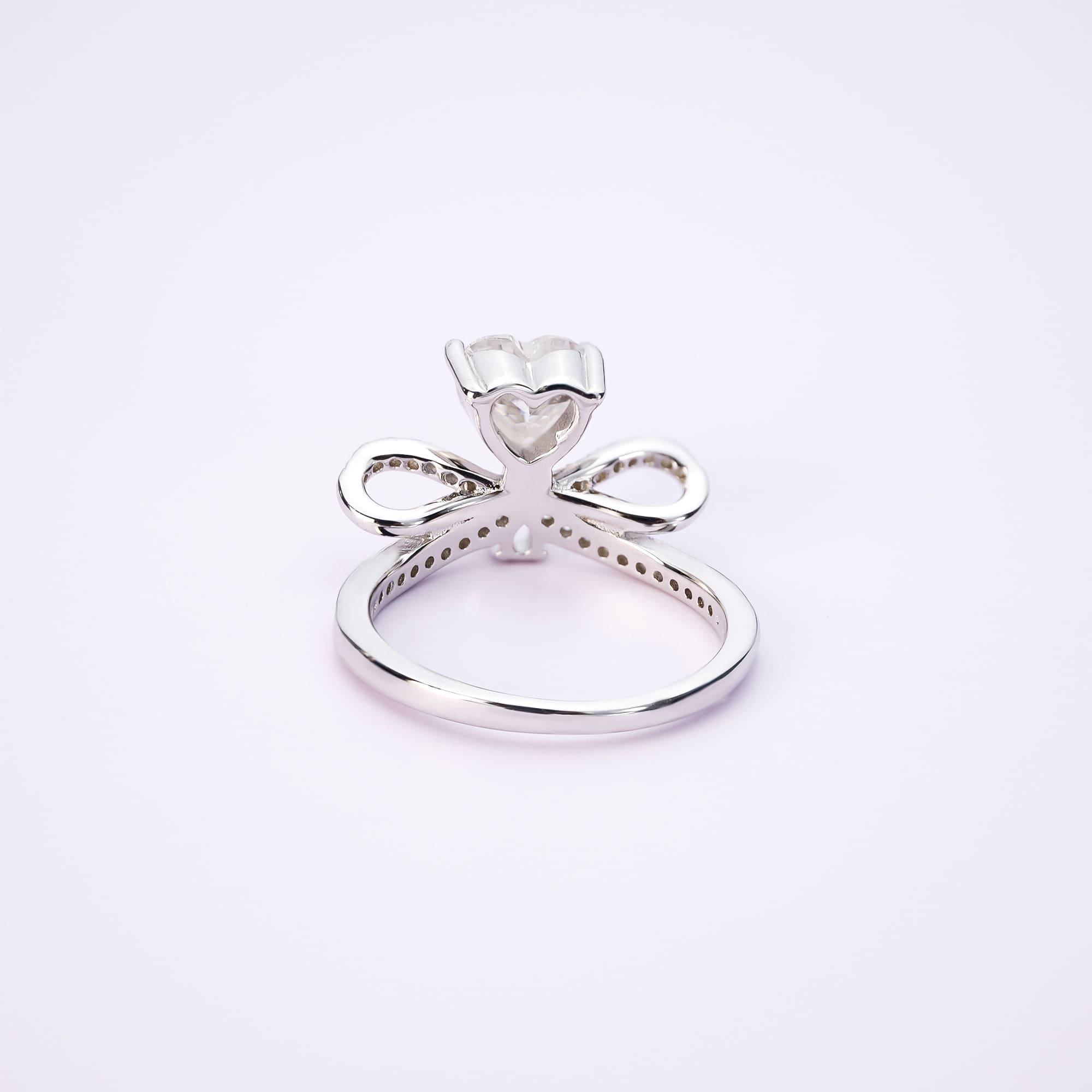 Stunning 1CT Heart-Cut Moissanite Statement Ring, Infinity Design 925 White Gold Plated - Image 6
