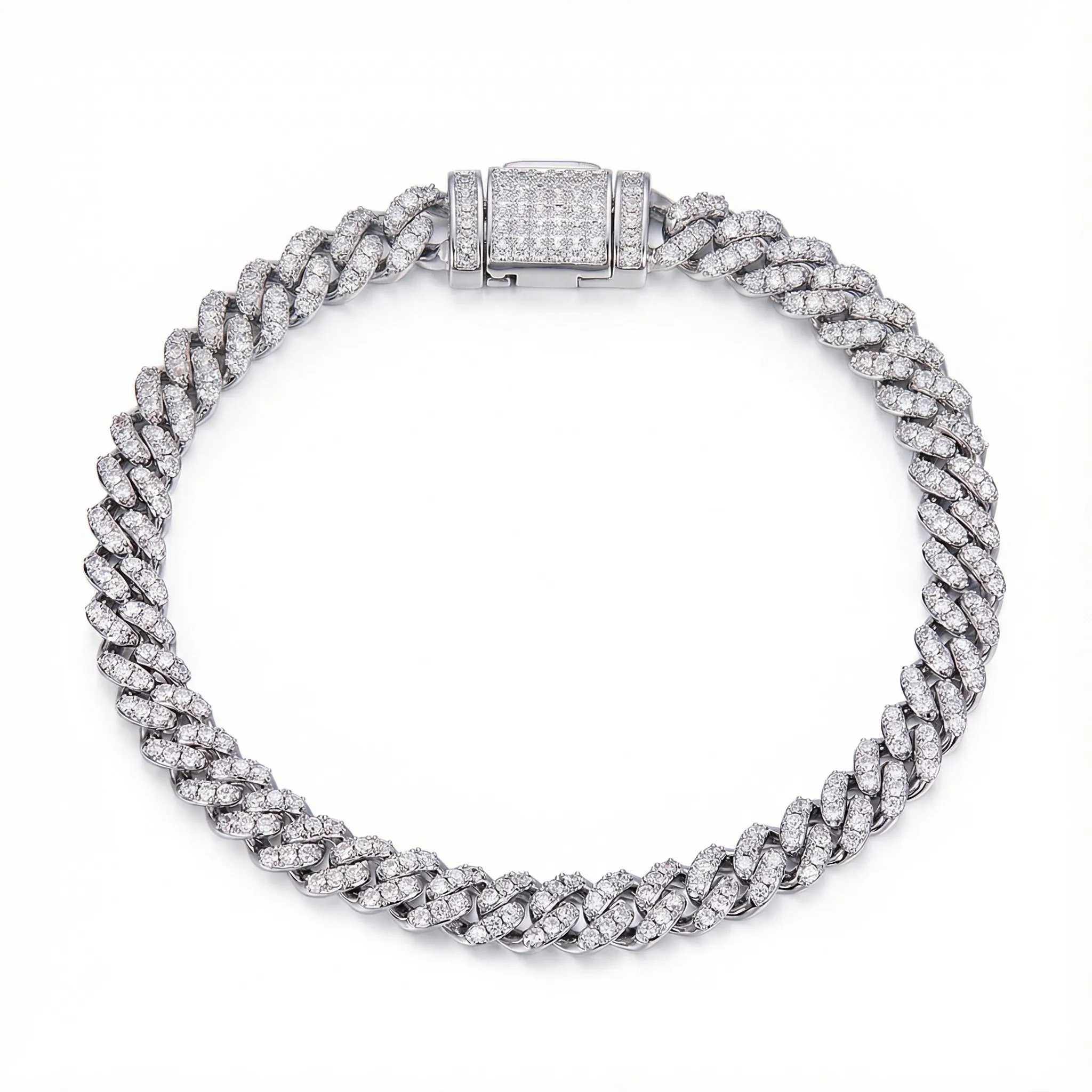 6mm Cuban Link Moissanite Bracelet – 925 Sterling Silver