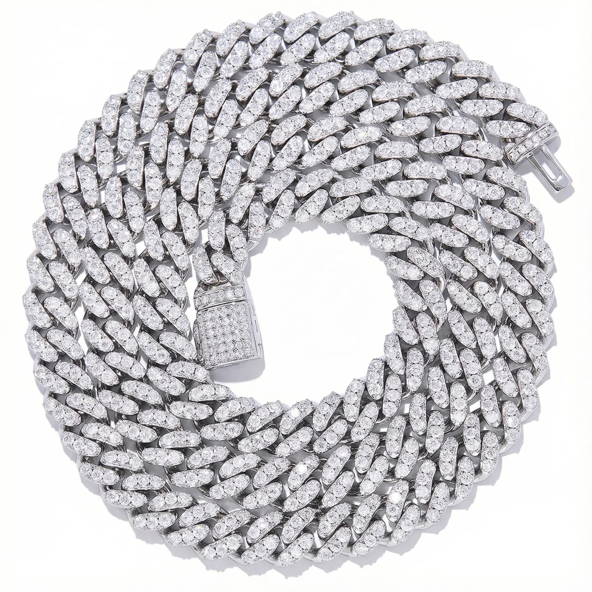 8mm Moissanite Cuban Link Necklace – 925 Sterling Silver