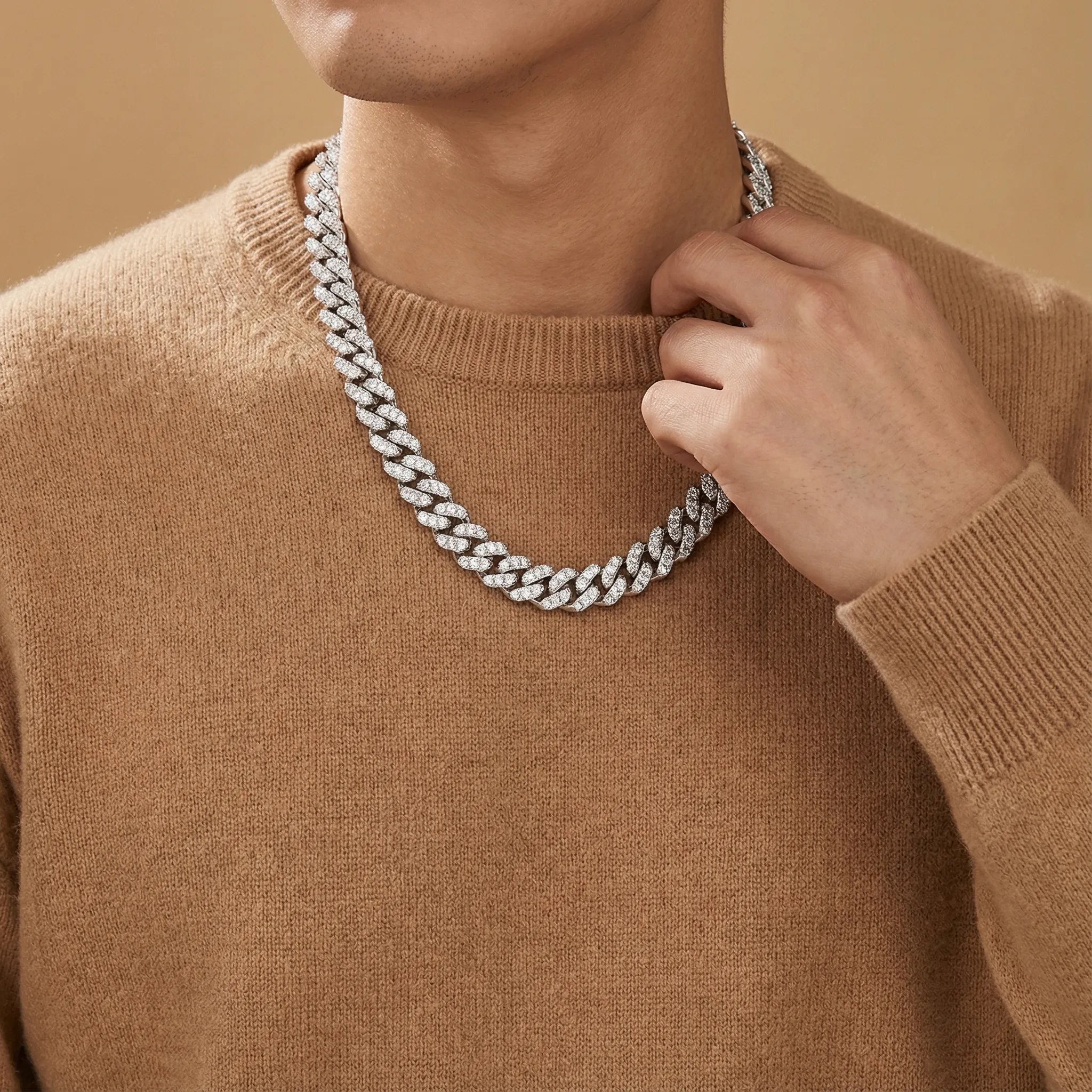 6mm Moissanite Cuban Link Necklace – 925 Sterling Silver - Image 3