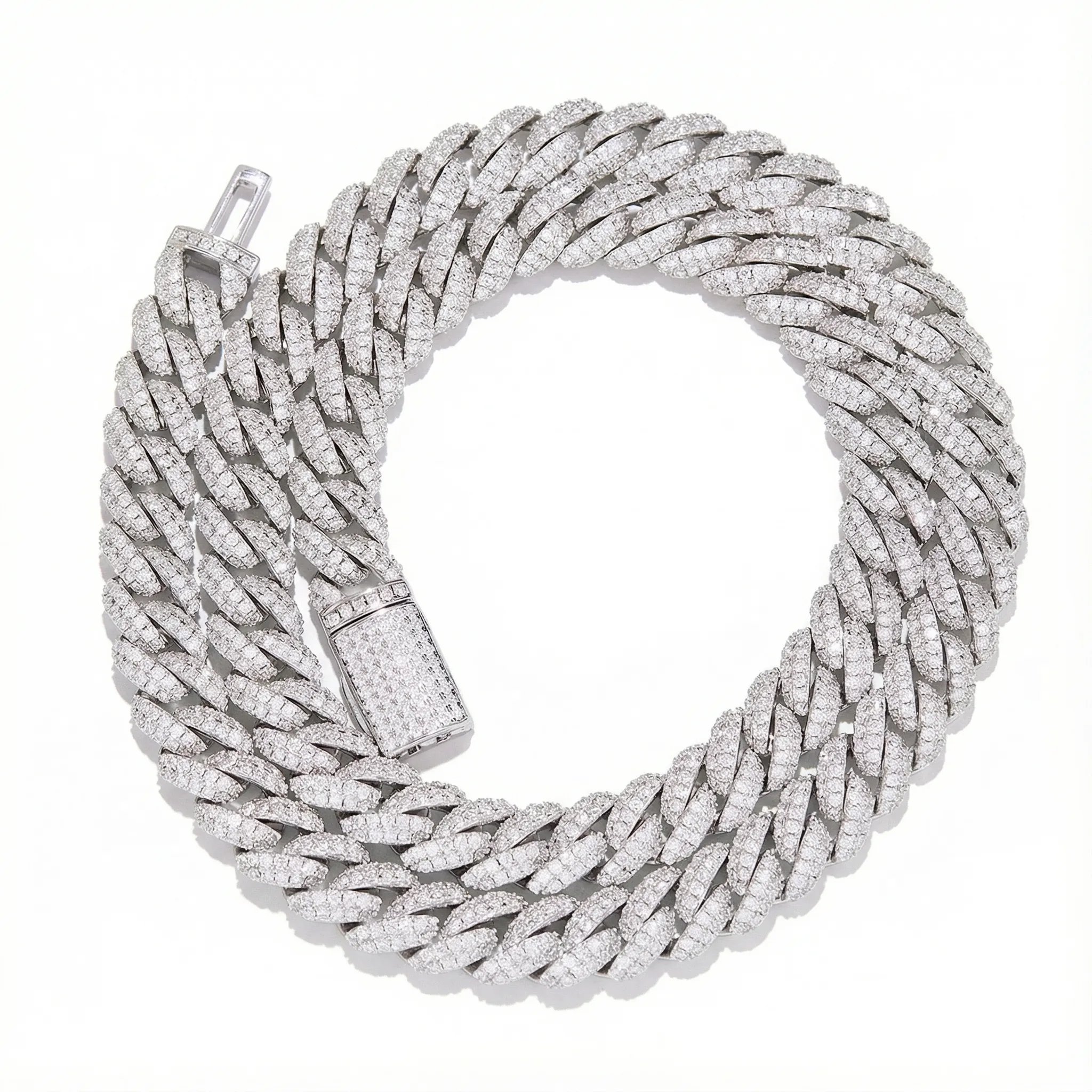 10mm Moissanite Cuban Link Necklace – 925 Sterling Silver